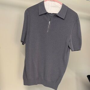 Reiss Short Sleeve Half Zip Polo Knit Top